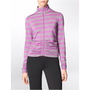 {Calvin Klein} Performance Stripe Ruched Jacket